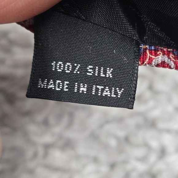 Hickey Freeman Neck Tie Red Blue Geometric 100% Silk Made‎ in Italy - Picture 4 of 7